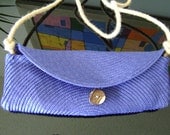 Ocean Blue lined Clutch with wooden button and rope cord, Washable, upcycled placemat, fully lined, cotton, ocean fashion, gift, red