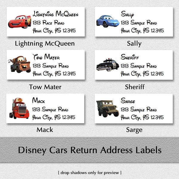 Disney Cars Custom Return Address Labels McQueen by CustomBazaar