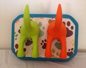 Double Leash Holder-  Paw Prints - Dog Tails