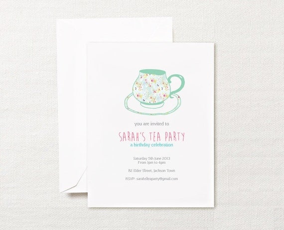 PRINTABLE Tea Party Teacup Invitation Il_570xn