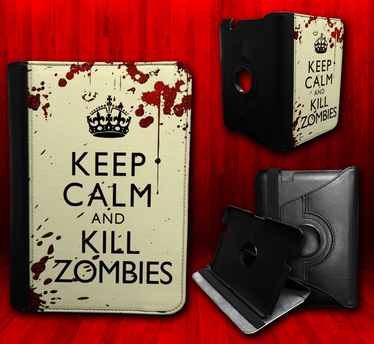 Keep Calm And Kill Zombies - Kindle Fire Hd 7" Leather Book Cover Case