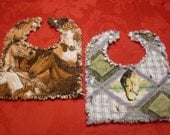 Gender Neutral 2pc Handmade Western Horses Boutique Bibs Rag Quilt Style