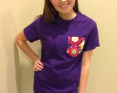 Made to Order- Short Sleeve Pattern Pocket Pocket Tshirt, Unisex Adults, Teens, Women, Men, Preppy, Frat, Frocket, Patterns