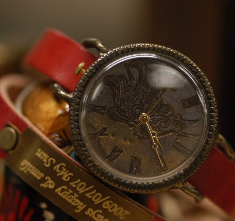 NAMEPLATE MAGOT Pure handmade brass type handcraft  CALSSIC watch  for steampunk Lather and Metal