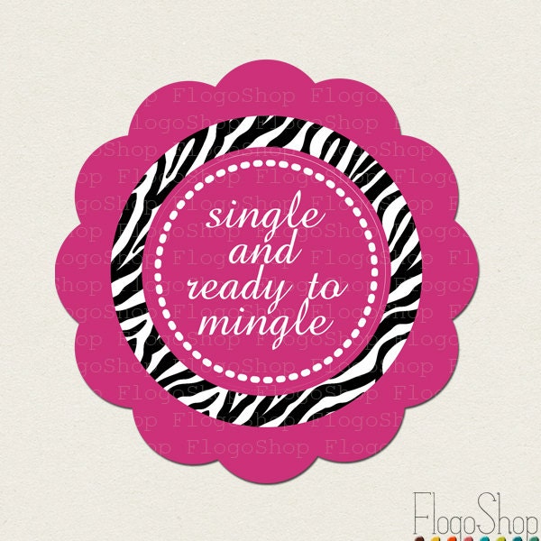 8 Divorce Party zebra hot pink cupcake toppers printable circles DIY party decoration customized labels personalized tags Il_170x135