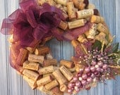 Red Purple Wine Cork Wreath 14"