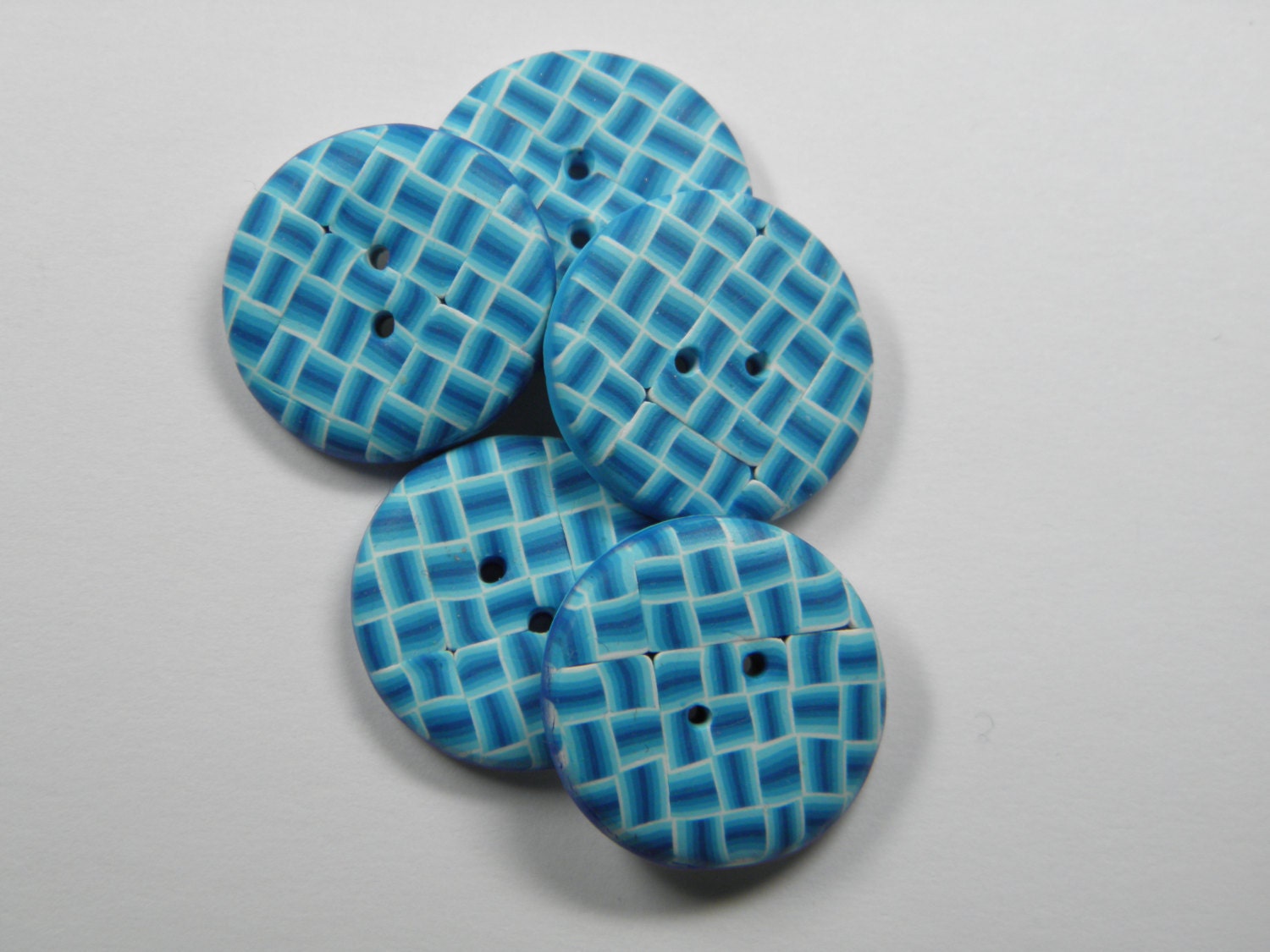 Handmade Polymer Clay Round Weave Buttons