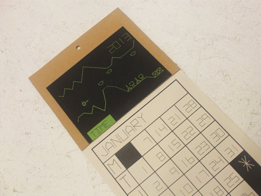 Recycled 2013 SPACE GEEK nerd VECTREX Computer Design Calendar