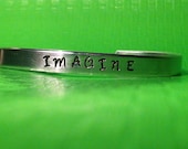 John Lennon Inspired ''Imagine'' Cuff Bracelet - Hand Stamped