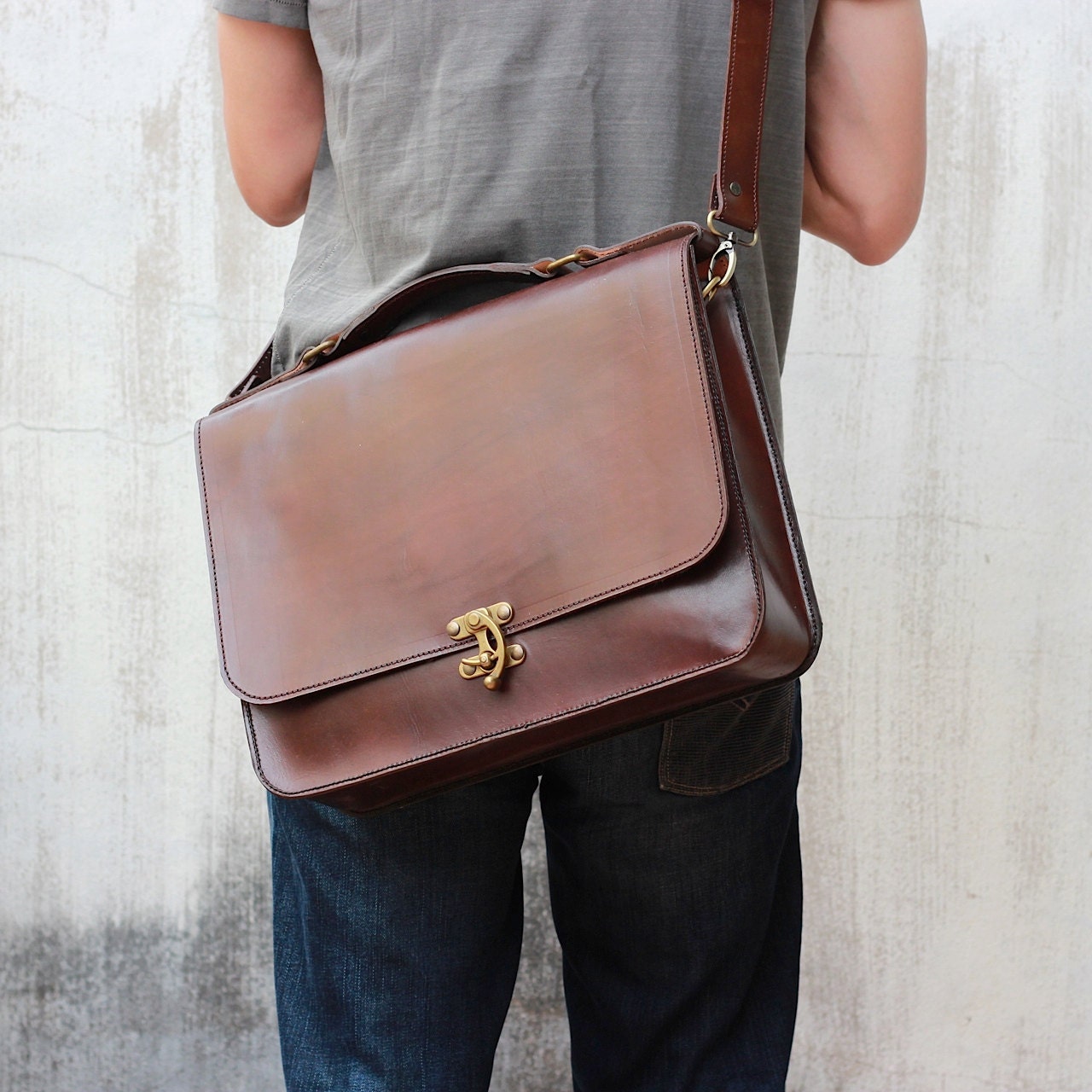 CIJ SALE, Leather Briefcase -- Men's Briefcase - Leather Briefcases - Messenger Bag - Women's Leather Briefcase - Brown Business Briefcases - JooJoobs