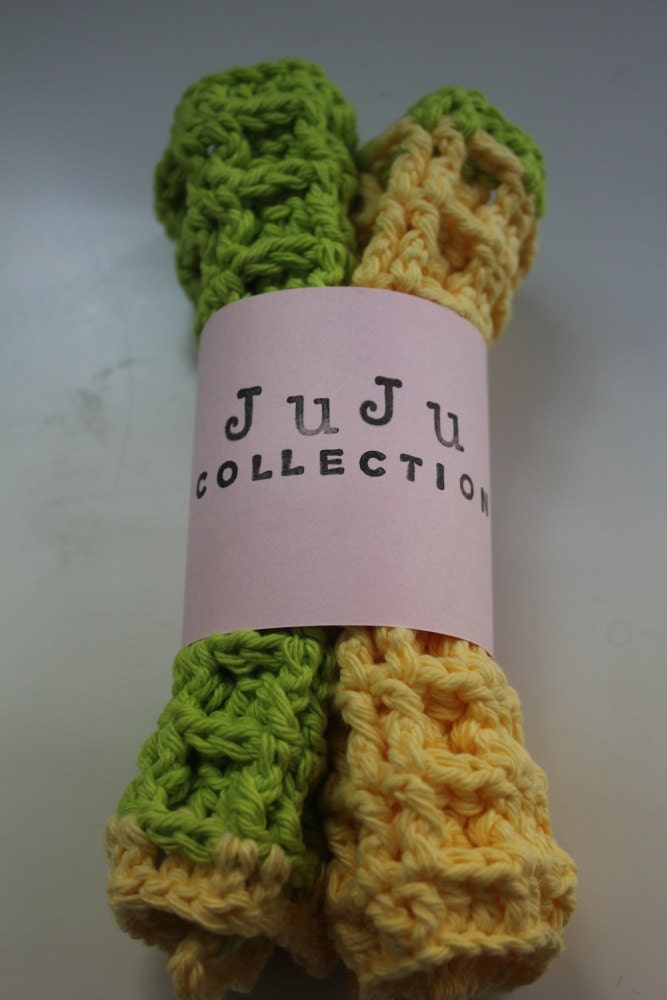 Waffle Wash Cloth - Patterned Green and Yellow