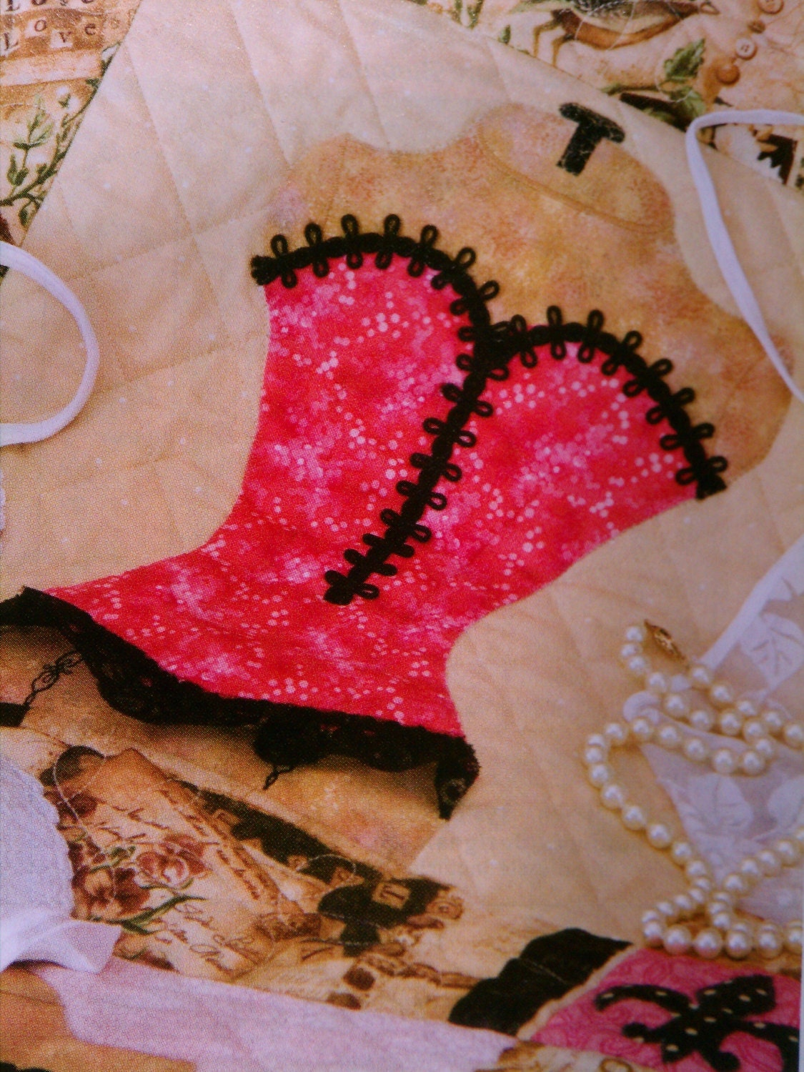 Medium Level 45 1/2x60 1/2"  OOH-LA-LA Sexy Embellished Applique Quilted Wall Hanging pattern w/ full size templates bridal shower - PP255