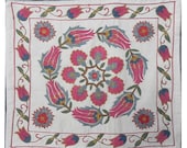 Vintage Silk Handmade Embroidery, Suzani - Needlework Pillowcase - cushion cover from Uzbekistan