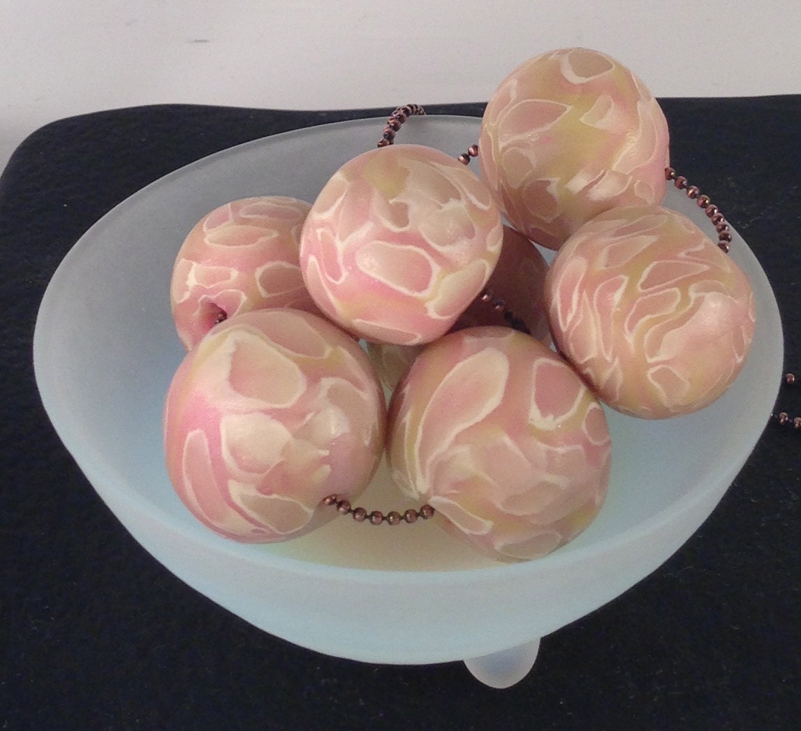 Cherry Blossoms.Translucent Polymer Clay Necklace. Pink.