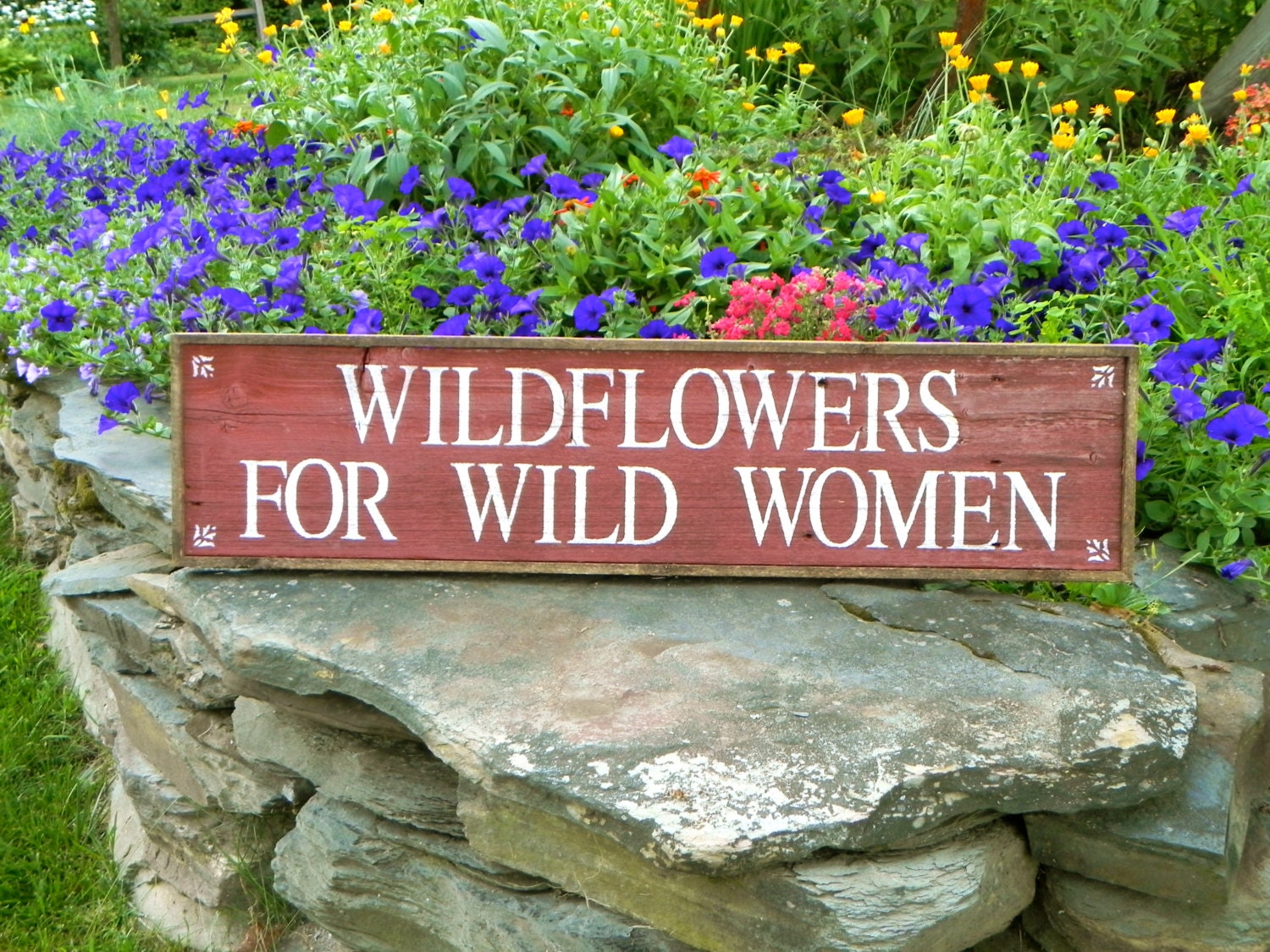 Wildflowers For Wild Women Sign - Garden Decor - Handmade - Rustic - Outdoor Signs - Flower - Gift For Her