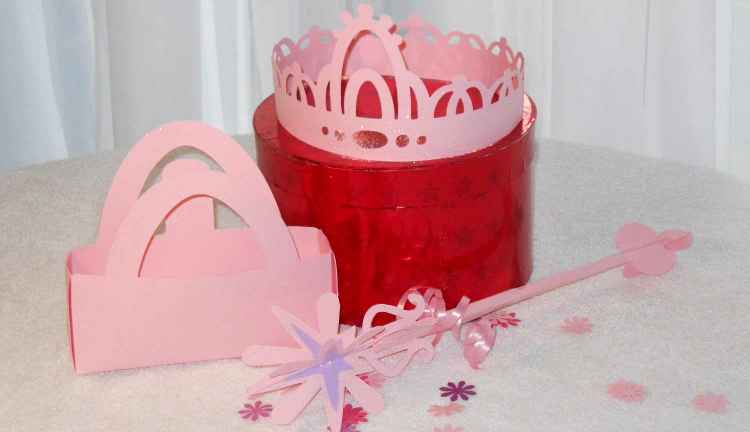 3 Piece Princess Party Crown/Tiara, Purse and Wand Activity Package in Pink