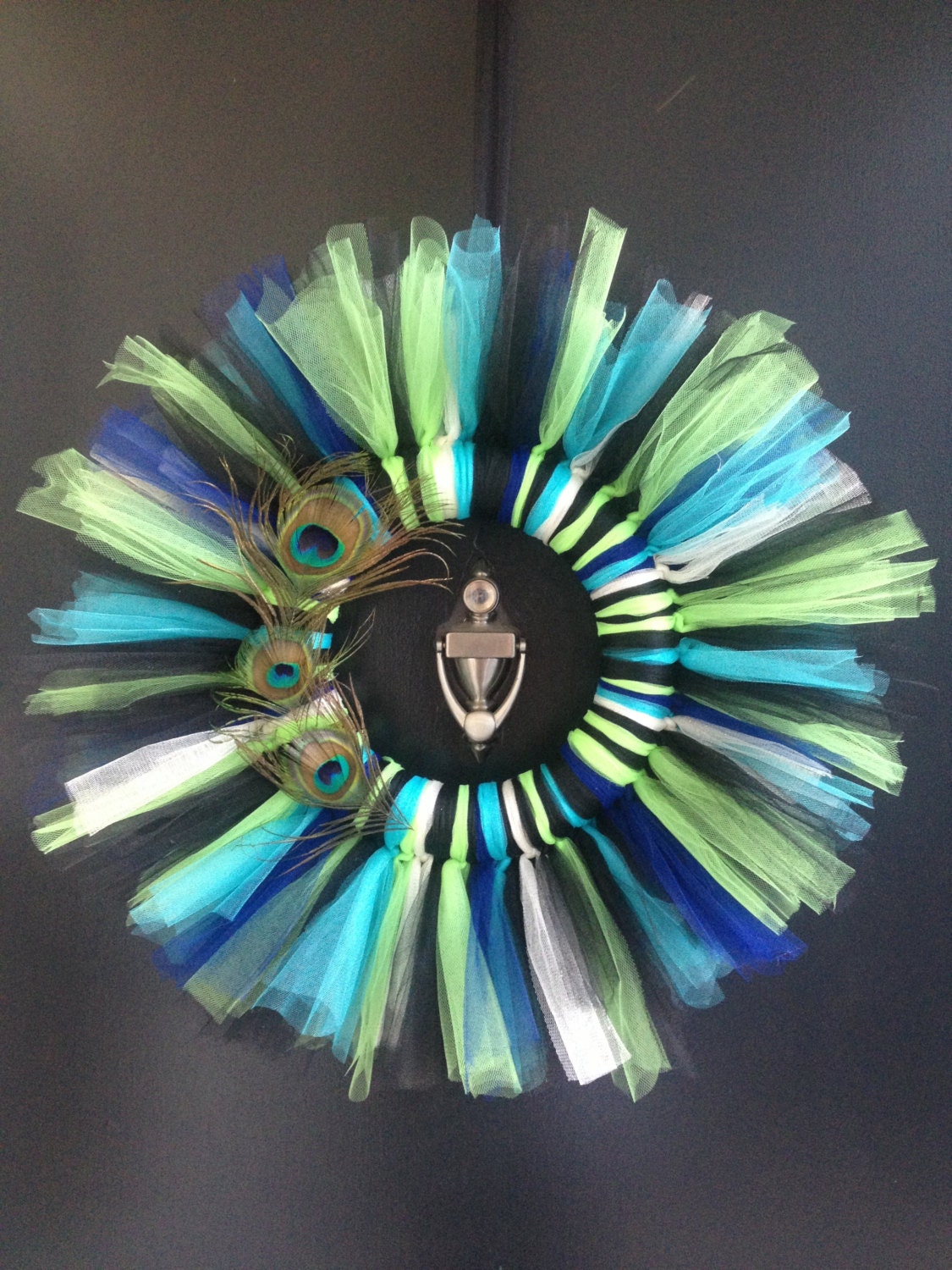 Peacock Feathers Tulle Wreath