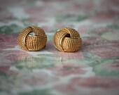 Vintage Costume Jewelry Earrings, Gold knot circle earrings, Dressy Casual Work Church and special occasions