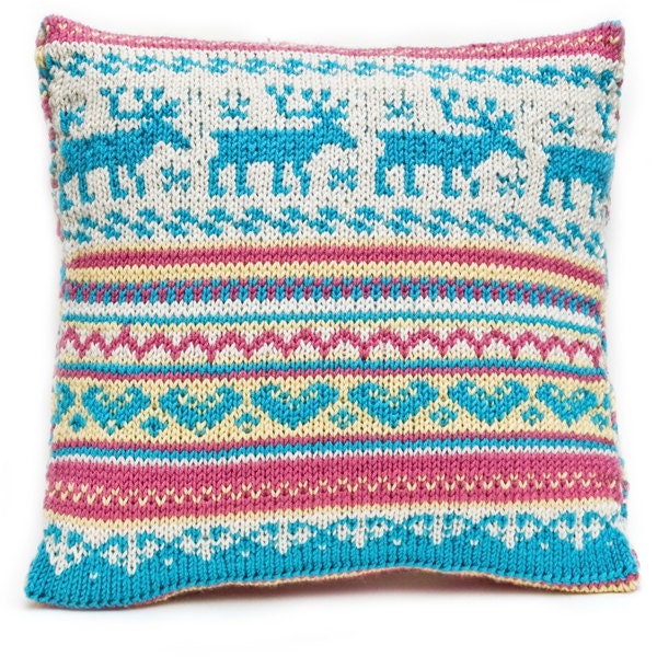 Merino wool and cashmere hand knitted cushion