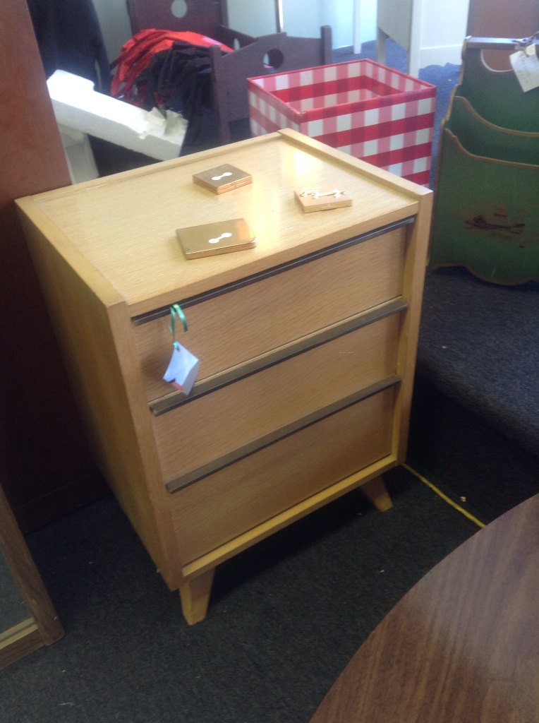 Midcentury Danish Modern 3 Drawer Side Table