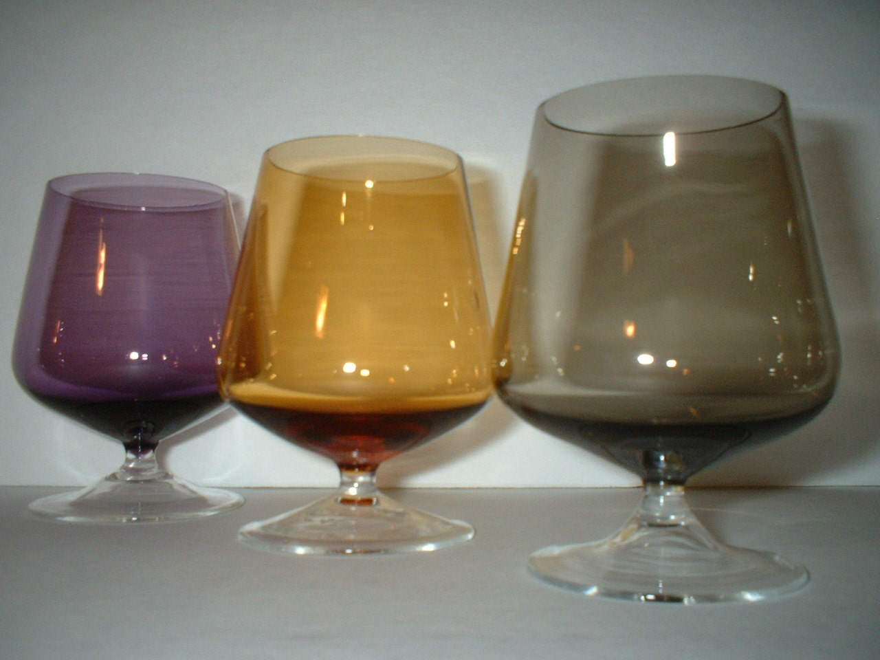 ON SALE - Beautiful Vintage Crystal Brandy / Wine Glasses - Set of Six - 3 Colors - Germany