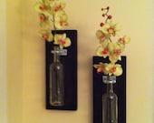 Wall mounted wine bottle vases