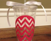 Chevron Monogram acrylic cups with lid and straw