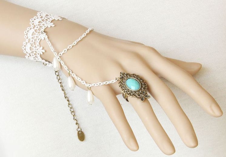 2013 New arrive Original Design Handmade Gothic Lace Bracelet Ring Set wedding gift