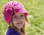 Toddler Girl Hat, Girls Newsboy Hat in Hot Pink, Kids Hat, Child Hat, Girl Hat, 2T to 4T