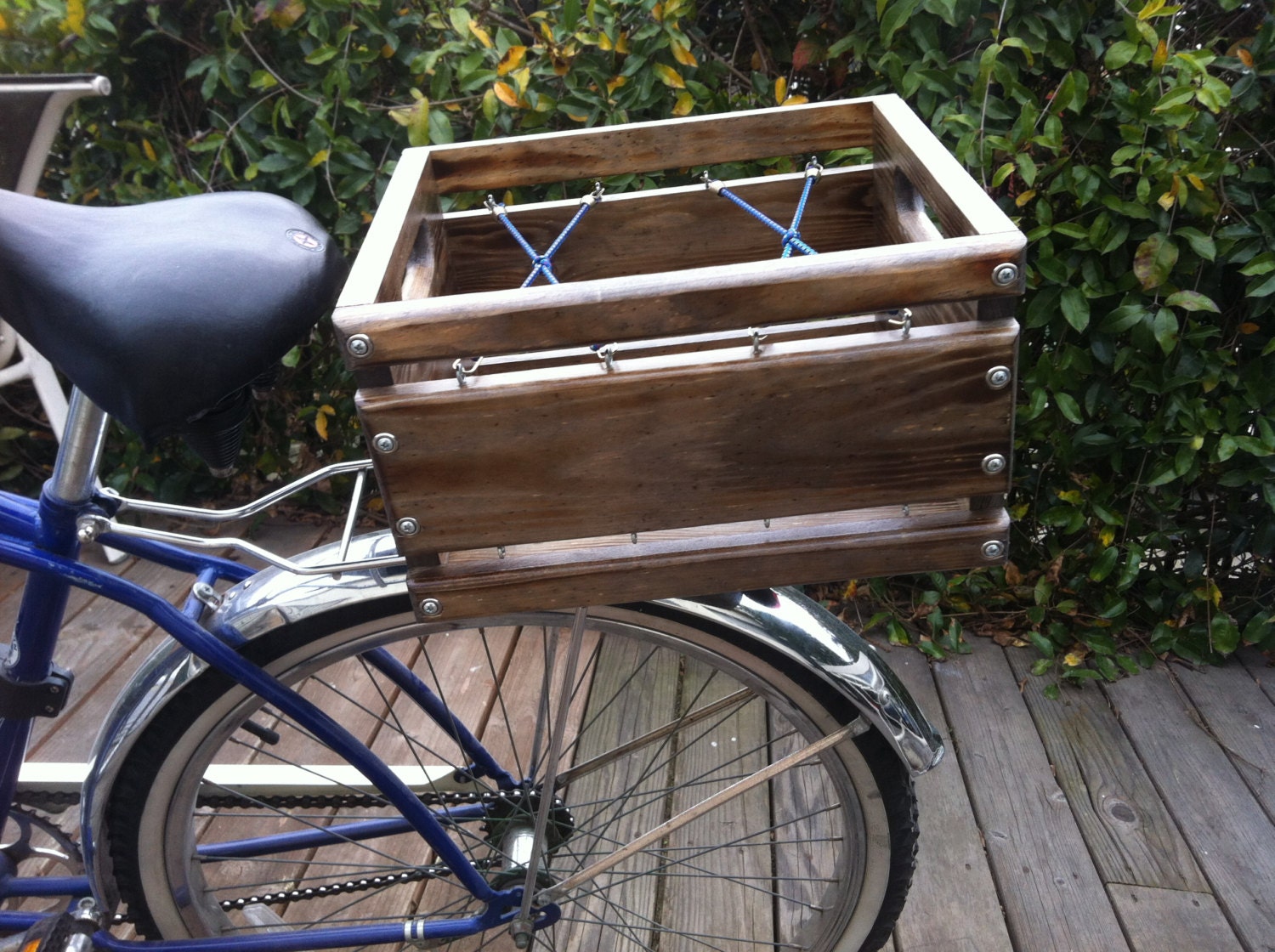 Custom Built Rustic Wood Crate Bicycle Basket by DigaDesigns