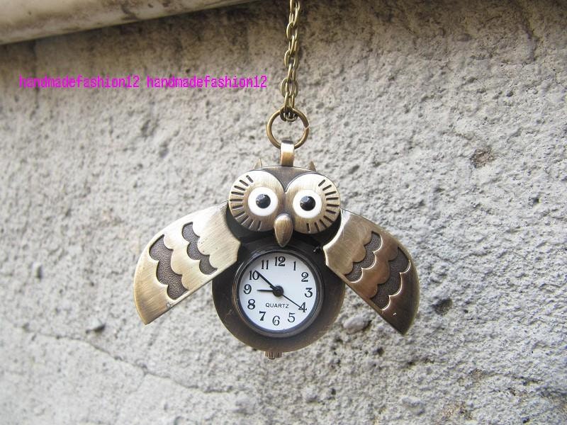 lovely owl pocket watch necklace , vintage New fashion Necklace Jewelry