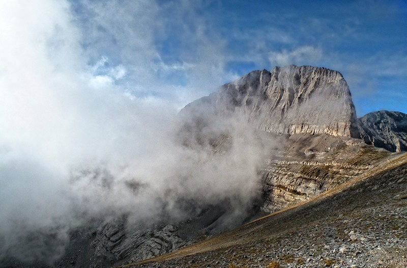 Landscape Mountains Photography - Olimp Greece - fine art photo print cloud wall art - 18x11  Photograph  home decor