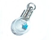 Miniature Blue Origami Crane Pendant - Round Glass Vial