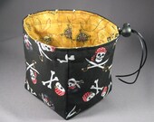 Pirate Skull Crossbones Black Medium Dice Bag Flat Bottom Pouch RPG Role Playing Game Geek leteam