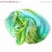 ON SALE Silk Scarf  The Summer Relaxation ruffled Hand Dyed light green light blue mint  turquoise