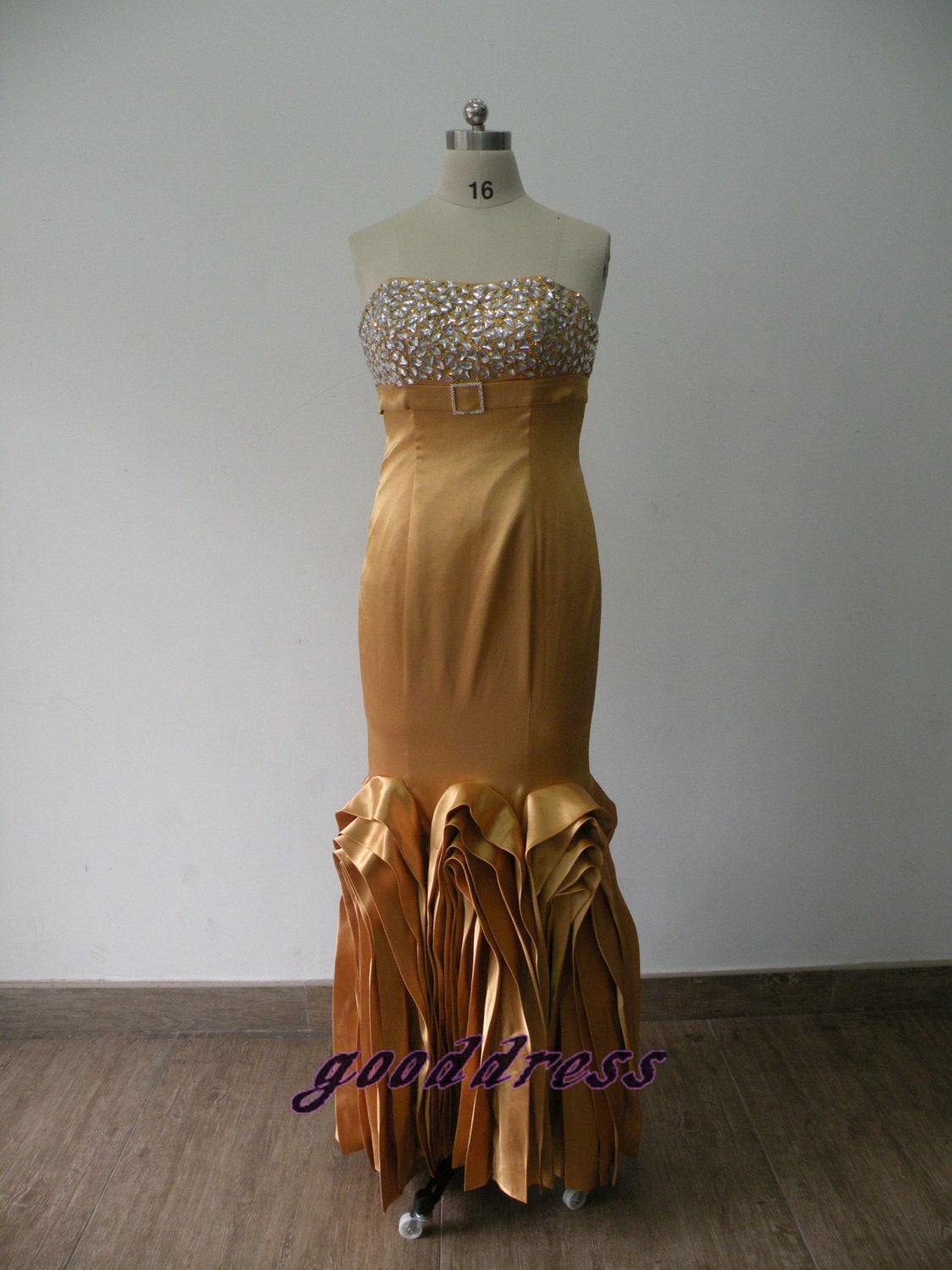 New Arrival 2013 Sexy Gold Mermaid Crystal Ruched Floor length Formal Long Evening/Prom/Party/Bridesmaid/Homecoming/Cocktail Dress Gown