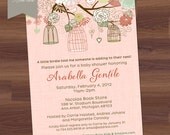 Baby Shower Invitation - Bird Cages & Blooms - Rose, Pink - Girl, Boy, Gender Neutral - Floral, Tree, Bird Couples Shower (DIY Printable)