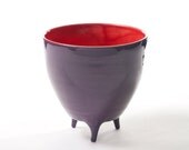 Purple and Red Vase/Bowl With 3 Little Legs - POTLEGS - Handmade Wheel-Thrown Ceramic Pottery