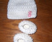 Beanies and Booties w/ Button Accents