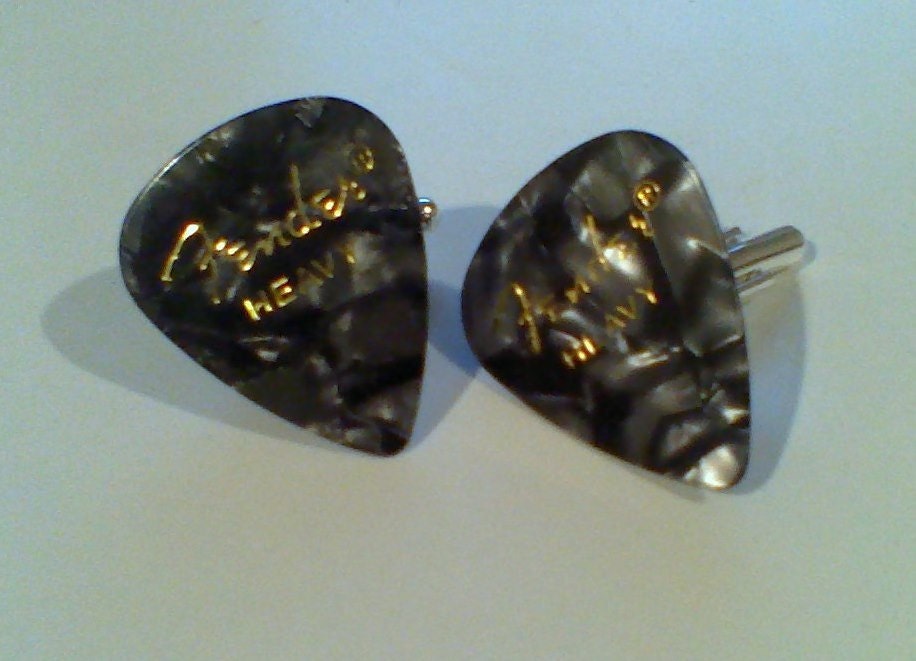 Guitar Pick Cufflinks in Black Noir, Guitar Pick Jewerly, Pick Cufflinks, Black Guitar Pick Cuffinks, Groomsmen