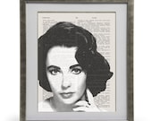 Elizabeth Taylor Print, Elizabeth Taylor Art, Wall Decor, Art Print, Home Decor, Wall Decor, Dictionary Page Art, Mixed Media Art