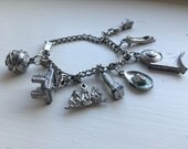 1960s Vintage New York Worlds Fair Child's Charm Bracelet Kid's Size with 8 Charms