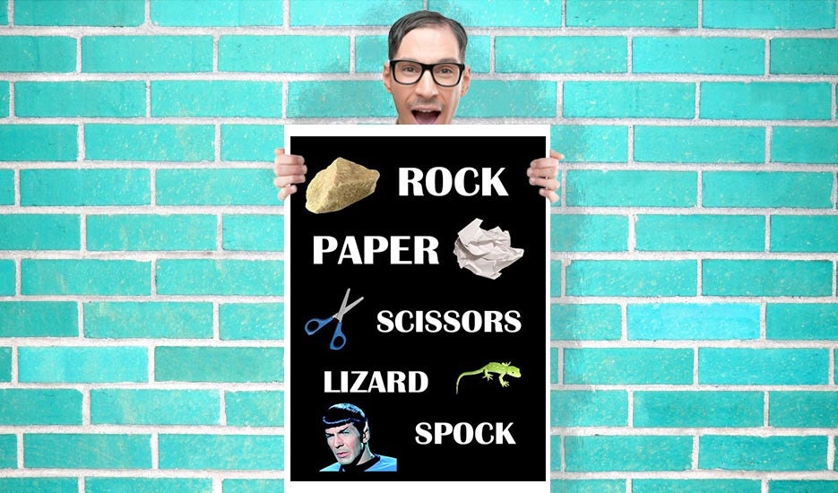 Rock Paper Scissors Lizars Spock The big Bang theory Art - Wall Art Print Poster 16x23 Inch - Geekery Art Geekery