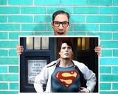 Tardis & Superman Dr Who Art - Wall Art Print Poster 16x23 Inch - Kids Children Bedroom Geekery