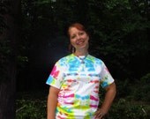 Tie Dye Adult sz Med Blue Yellow, Pink Orange T Shirt