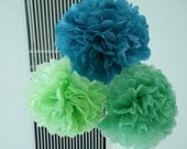 A set of 3- 8" Custom Willow Green Theme Color Tissue Pom, Party Pom, Party Decoration, Wedding Garlands, Baby Shower, Bridal Shower