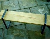 Modern Yellow Pine Bench With Steel Legs. Handmade.