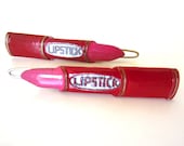 Pink Red Lipstick Tip Top Barrettes Card of 2 - theothergalaxy