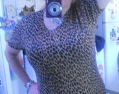 Vintage Style Ladies Spring Animal Print Sag Harbor Short Sleeve Body Con Mad Men Sweater