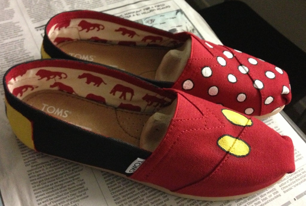 Custom Hand Painted Mickey and Minnie Styled TOMS Womens Mens Childrens Flats Canvas Shoes